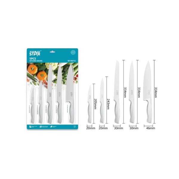 KIT DE CUCHILLOS WINNINGSTAR ST-7807-5 ACERO INOXIDABLE 3CR13 Y POLIPROPILENO 5 PIEZAS