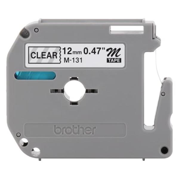 CINTA BROTHER M131 NO LAMINADA NEGRO SOBRE TRANSPARENTE DE 12MM