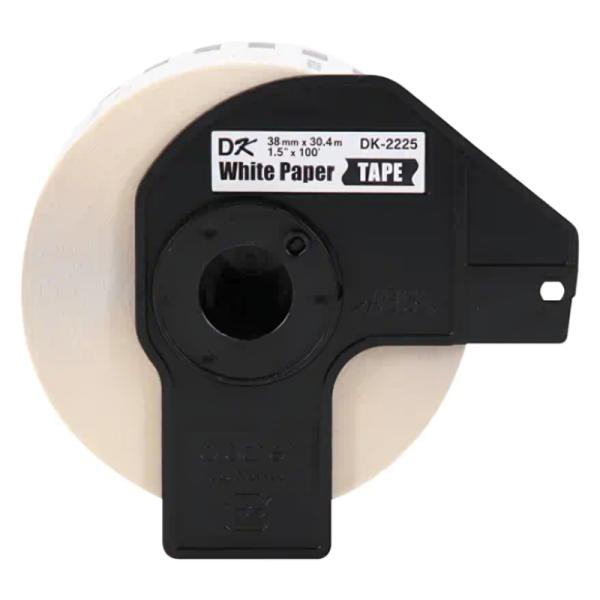ROLLO DE ETIQUETAS CONTINUO BROTHER DK2225 38MM X 30.4M COMPATIBLE CON IMPRESORAS QL BLANCO CON TEXTO NEGRO