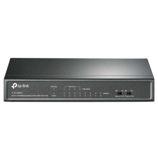 SWITCH TP LINK TL-SF1008LP(UN) 8 PUERTOS RJ45 / 4 PUERTOS POE 10/100 MBPS NO ADMINISTRABLE