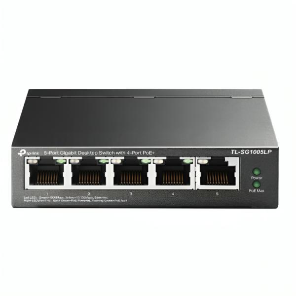 SWITCH TP LINK TL-SG1005LP(UN) 5 PUERTOS RJ45 GIGABIT / 4 PUERTOS POE 10/100/1000 MBPS NO ADMINISTRABLE