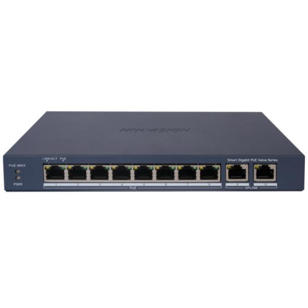 SWITCH HIKVISION DS-3E1510P-EI/M(O-STD) (E) 8 PUERTOS GIGABIT POE / 2 PUERTOS GIGABIT RJ45 20 GBPS SMART MANAGED 301802997