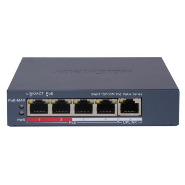 SWITCH HIKVISION DS-3E1105P-EI/M(O-STD)V2 (E) 4 PUERTOS POE FAST ETHERNET 10/100 MBPS / 1 PUERTO RJ45 ADMINISTRABLE 301802981