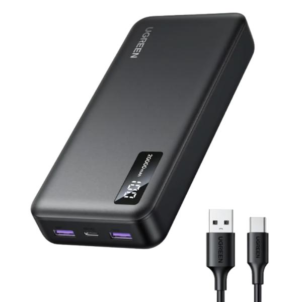 POWER BANK UGREEN PB312 20000MAH 22.5W USB-A USB-C CARGA rápida BIDIRECCIONAL 25683