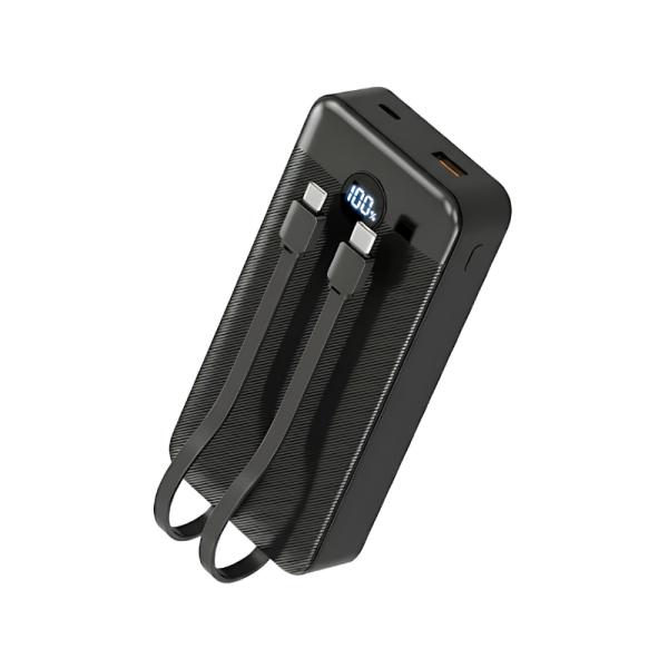 POWER BANK NOVA PB-911 20000MAH PD 22.5W/2 USB-A/USB-C/CABLES USB-C Y LIGHTNING