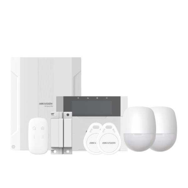KIT DE ALARMA HIKVISION DS-PHA64-KIT-WB(B)(O-STD)(E) HASTA 64 ZONAS WI-FI 2.4 GHZ / MODULOS MOVILES OPCIONALES CABLEADO / HIBRIDO