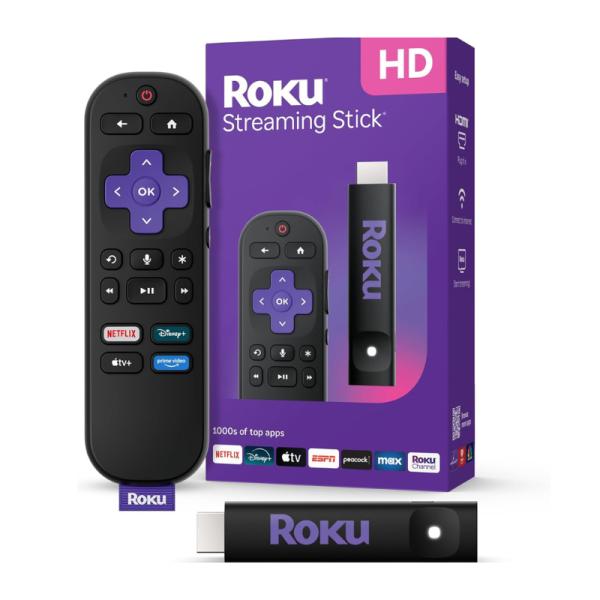 DISPOSITIVO DE transmisión ROKU STICK HD 2025 CON CONTROL POR VOZ ROKU-3840RW
