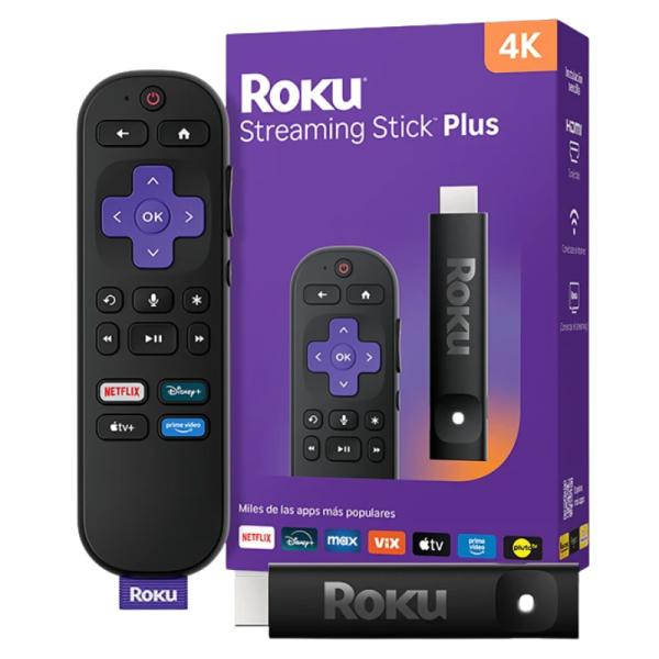 DISPOSITIVO DE transmisión ROKU STICK PLUS 2025 4K CON CONTROL POR VOZ ROK-3830R-B